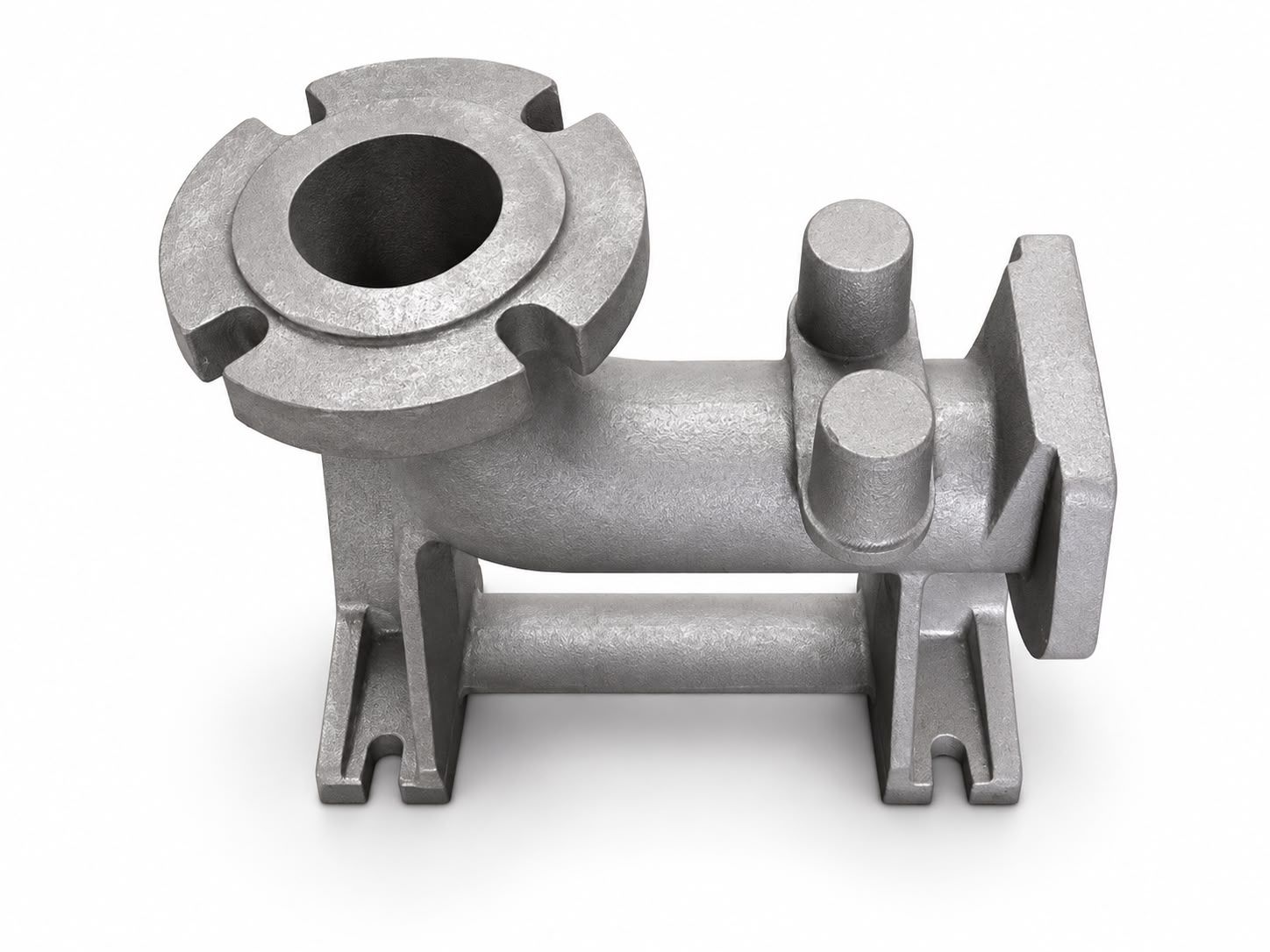 Carcasa fundida con brida ranurada, cuerpo tubular y base de montaje integrada